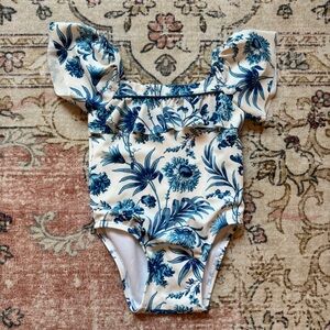 Janie and Jack One Piece Blue Floral Swimsuit